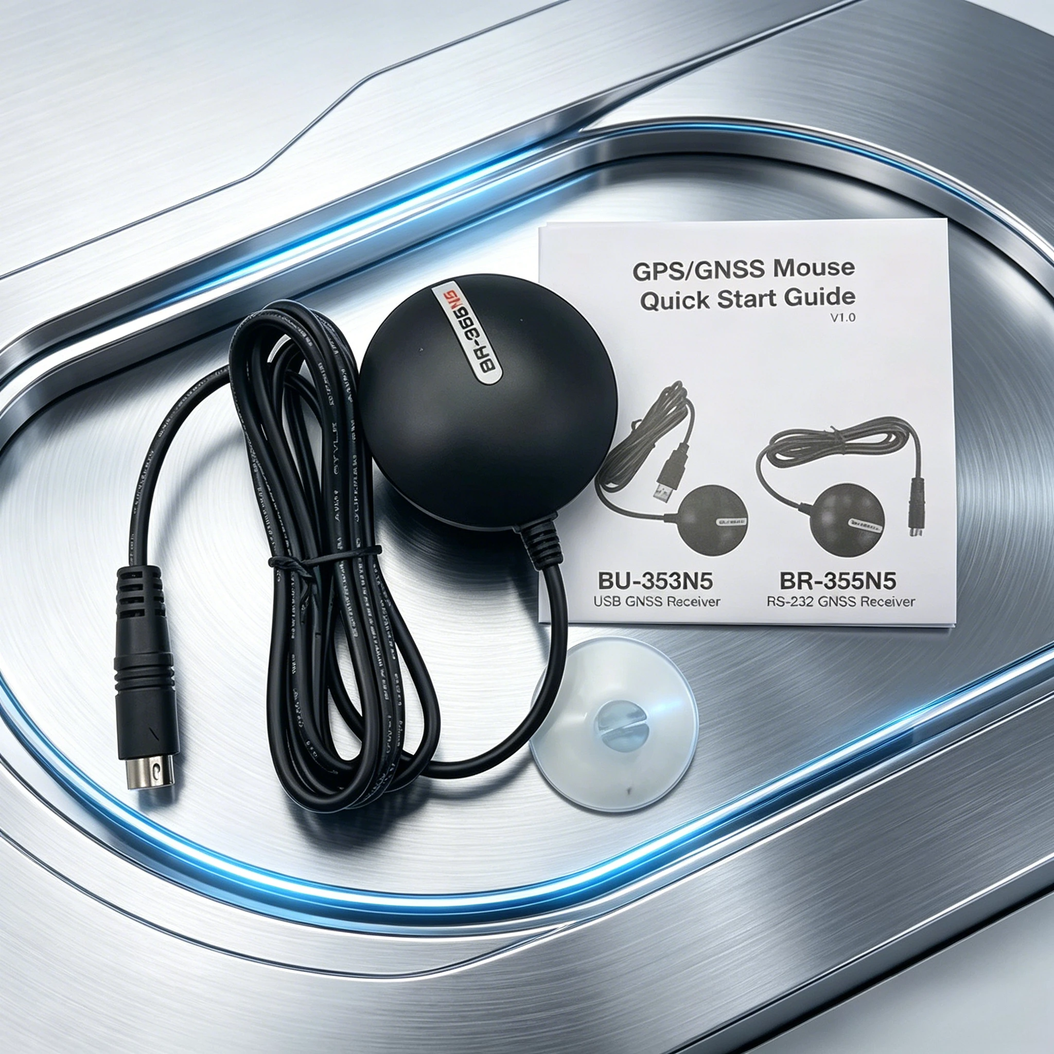Receptor GPS con Cable GlobalSat BR-355N5, Interfaz PS2, Ratón G Magnético, RS232 GNSS, Reemplazo para BR355S4