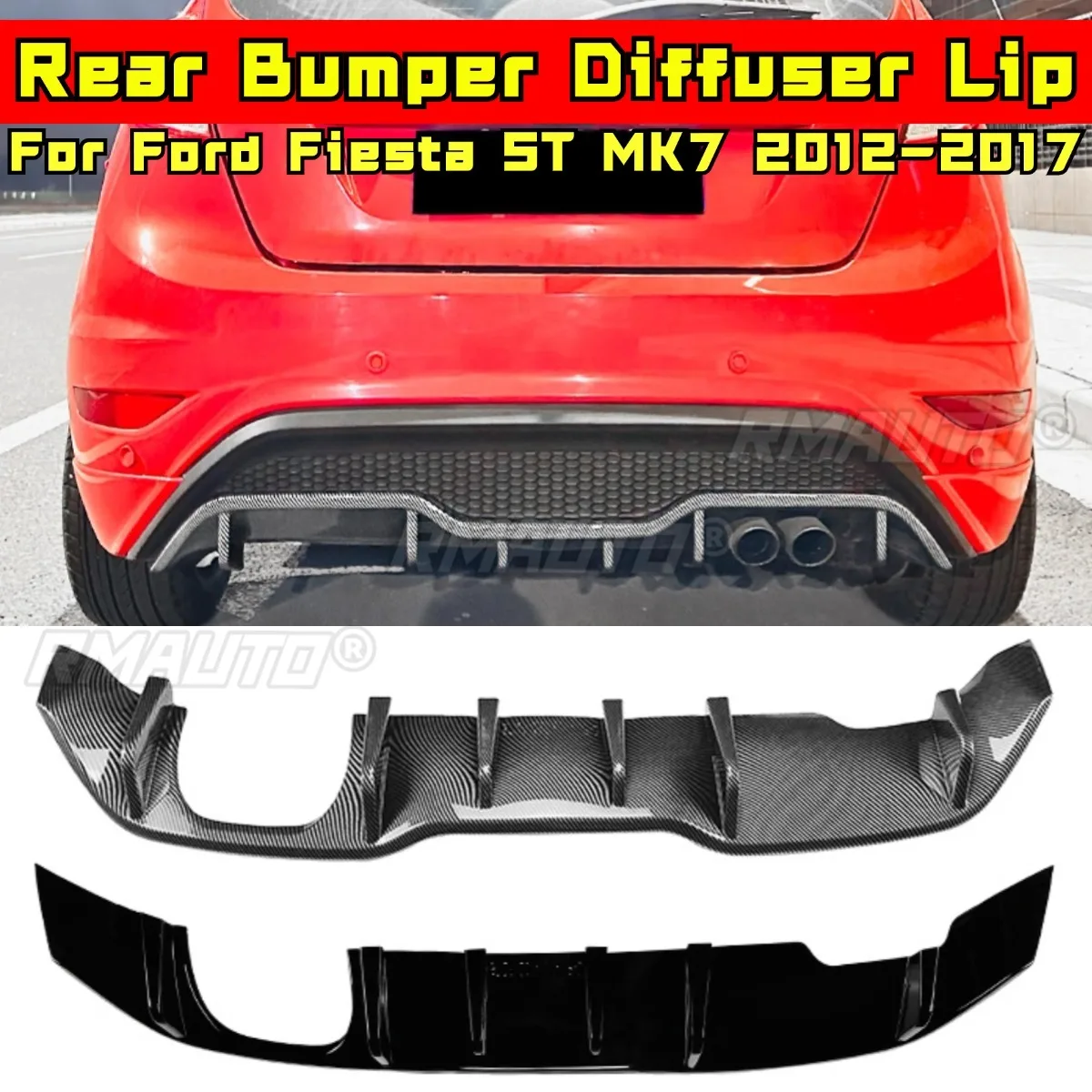 For Ford Fiesta ST MK7 2012-2017 Body Kit Rear Bumper Diffuser Rear Bumper Splitter Guard Apron Lip Cover Modification Part