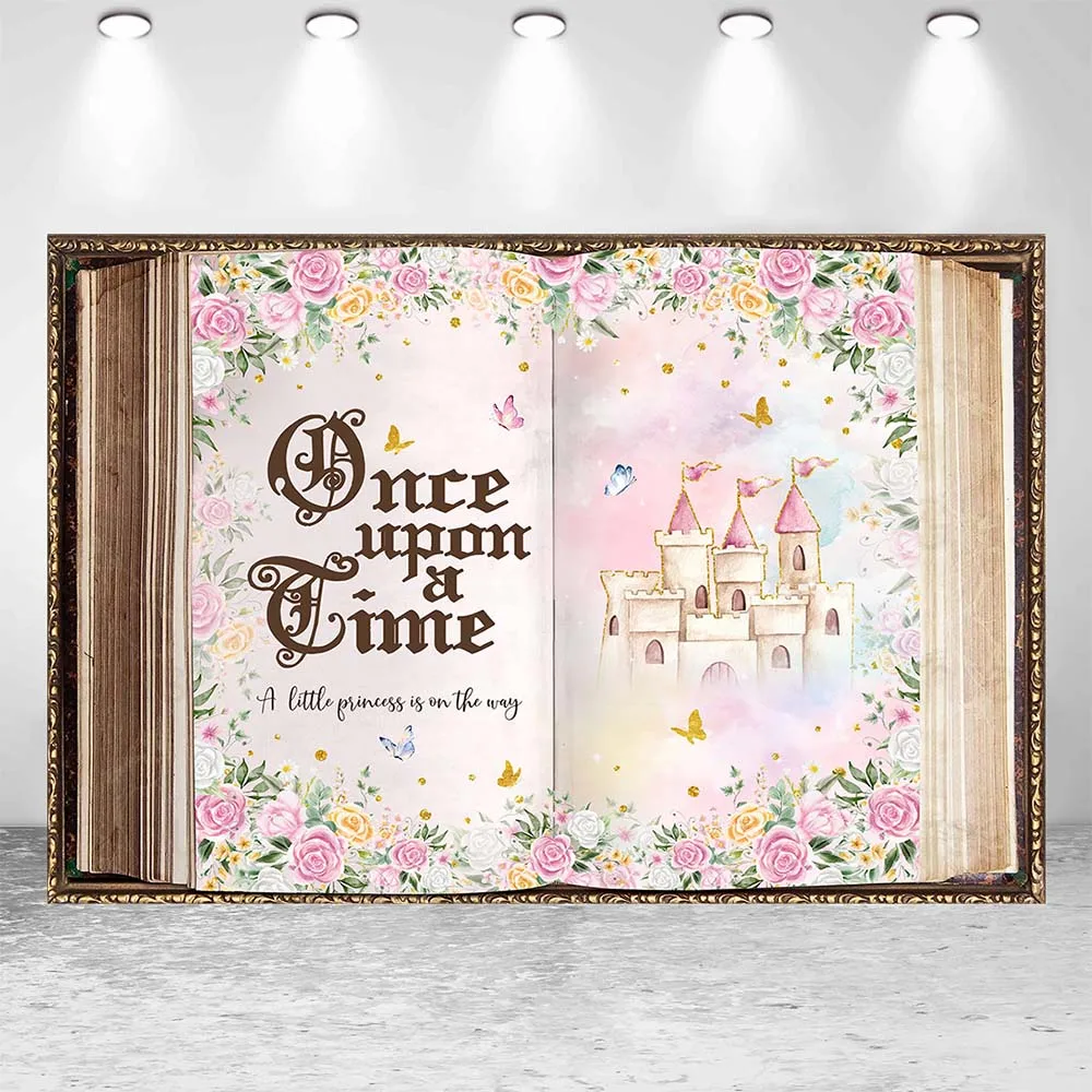 Mocsicka Magic Book Once Upon A Time Baby Shower Backdrop A Little Princess Is On The Way Girl Welcome Party Decor Background