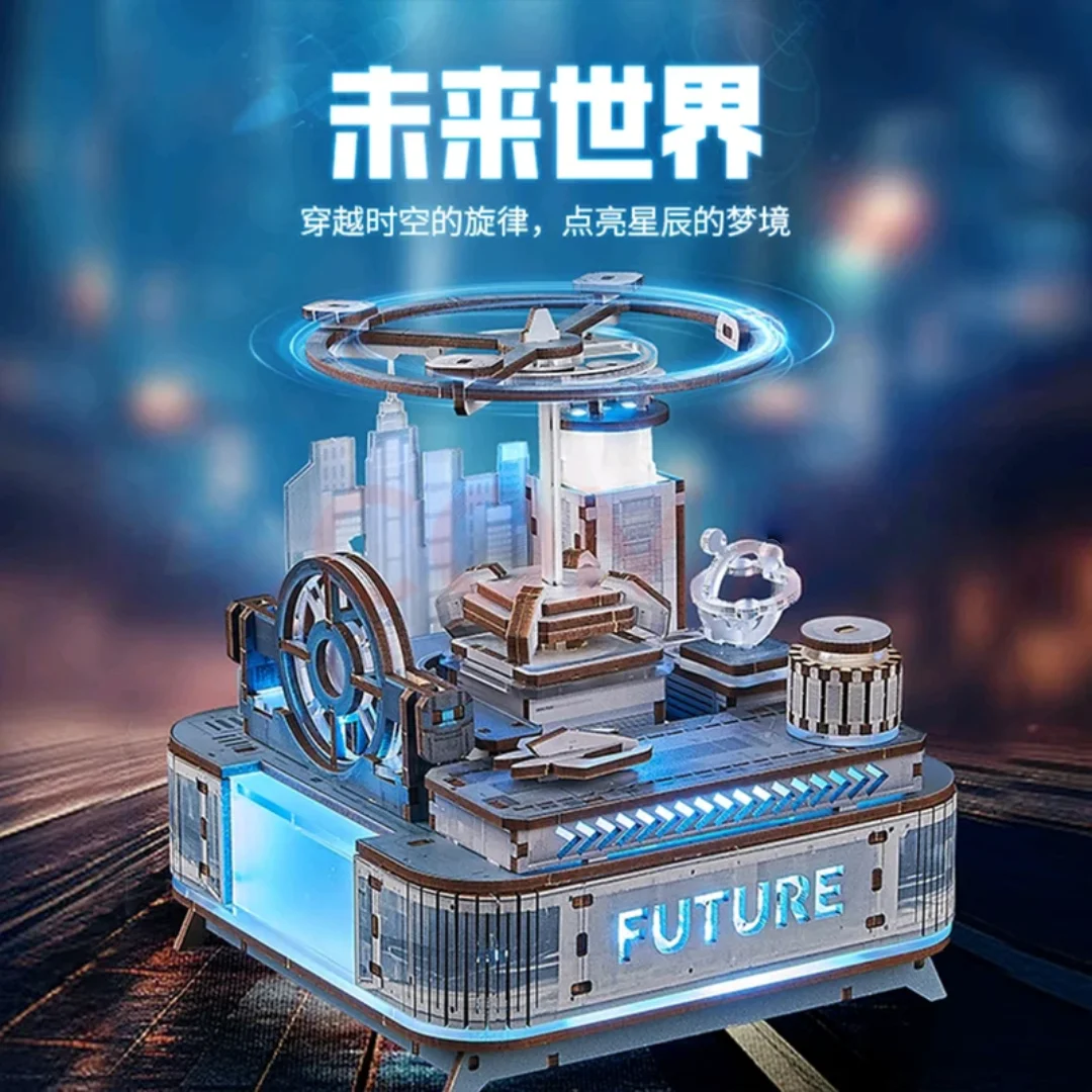 

Future World Music Box DIY Handmade Wooden Music Box Assembly Creative Birthday Gift for Men