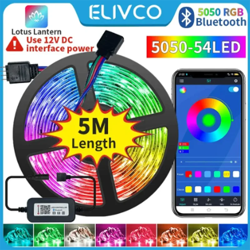 2024 RGB 2835 LED Strip Lights Usb 5V,RGB APP Control Color Changing Lights Led Strip Music Sync, Color Changing for Party Home