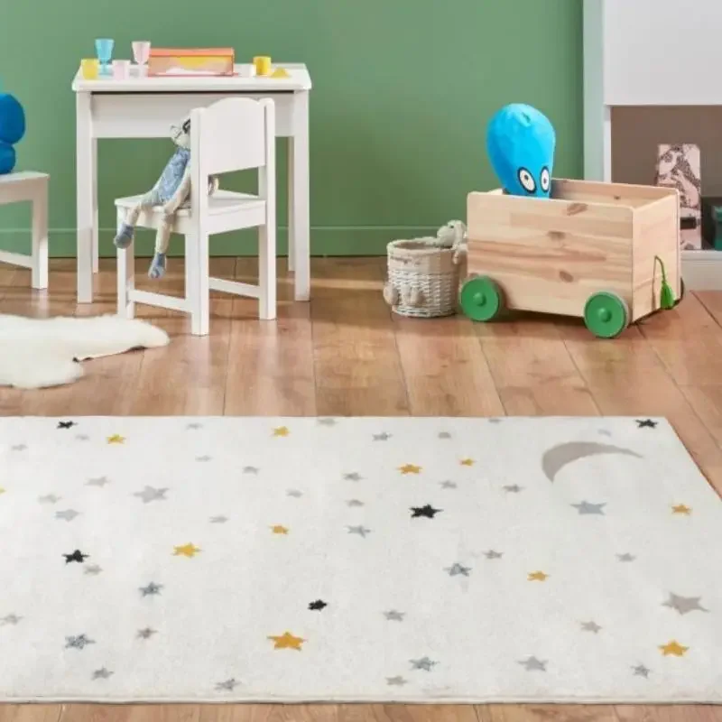 

Moon Hairy Nursery Play Mats For Children,Rectangle Plush Kids Bedroom Rug,Stars Fluffy Carpet For Living Room,Soft Kids Rugs