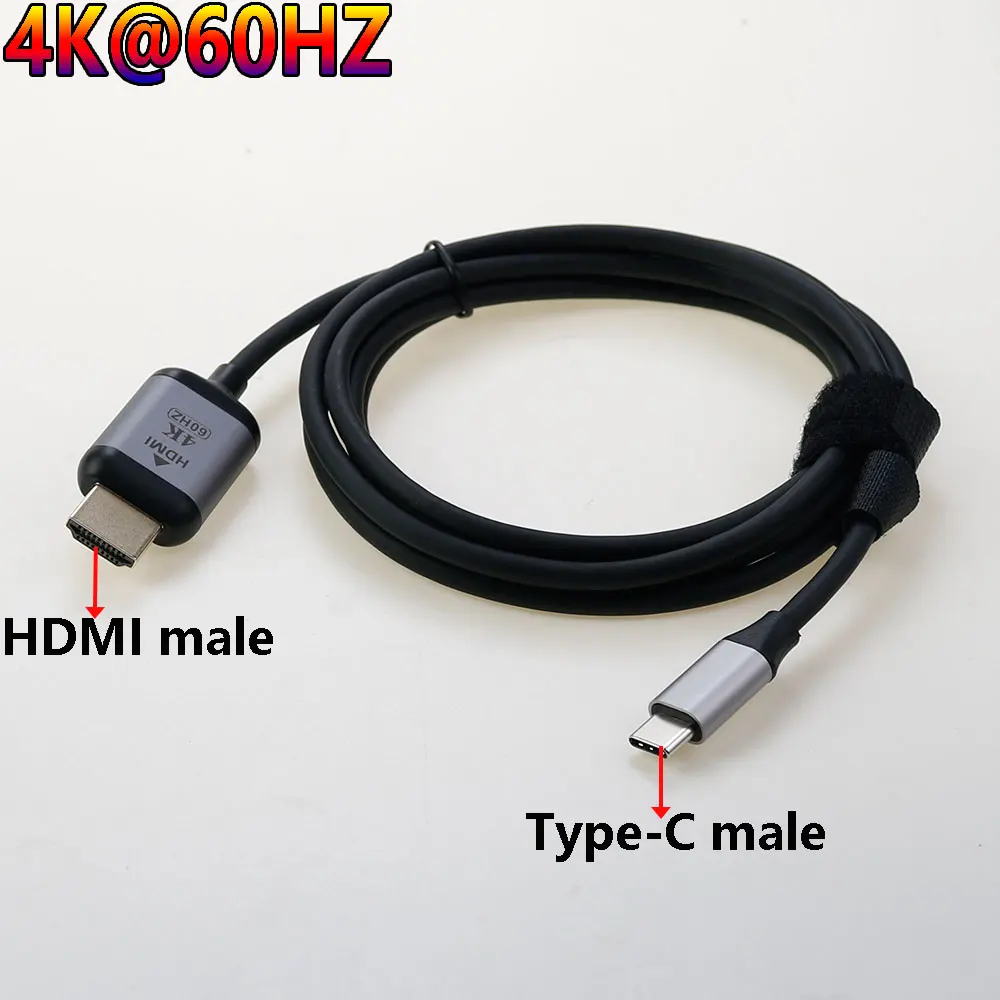 

Type-c male head to HDMI male projection screen cable version 2.0 Support 4k@60HZ high-definition video conversion cable