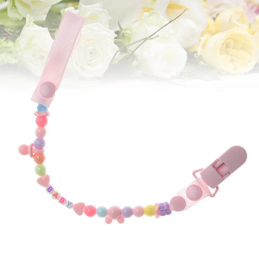 Penjepit Empeng Bayi Berhias Manik-Manik, Penahan Empeng Multi-Gaya, Warna Pink, Ramah Kulit, Tanpa Bau, untuk Perkembangan Visual