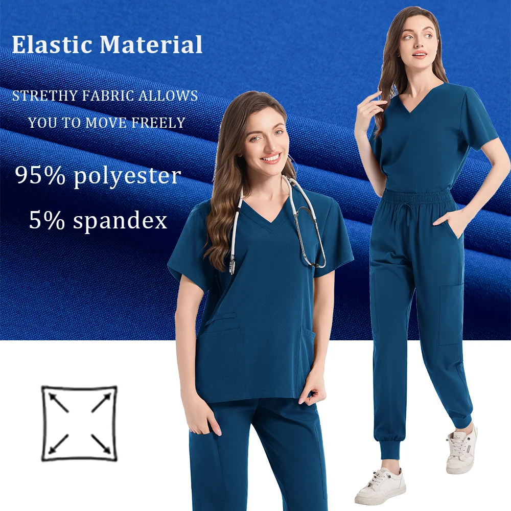 ملابس طبية عالية الجودة للنساء معطف مختبر ممرضة موحدة للجنسين بالجملة بلوزات وسراويل تناسب زي التمريض الدعك
