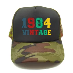 Made in 1984 Trucker Cap Men Born 1984 Birthday Gift Dad Hat Baseball Cap Unisex Outdoor Mesh Net Caps