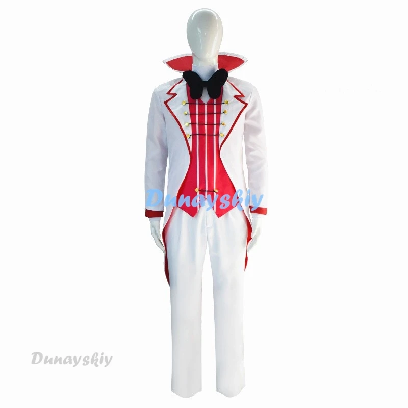 Anime Lucifer Cosplay Morning Star Kostüm Perücken Männer Uniform Anzug Jacke Weste Hosen Hut Halloween Geburtstag Party Outfit