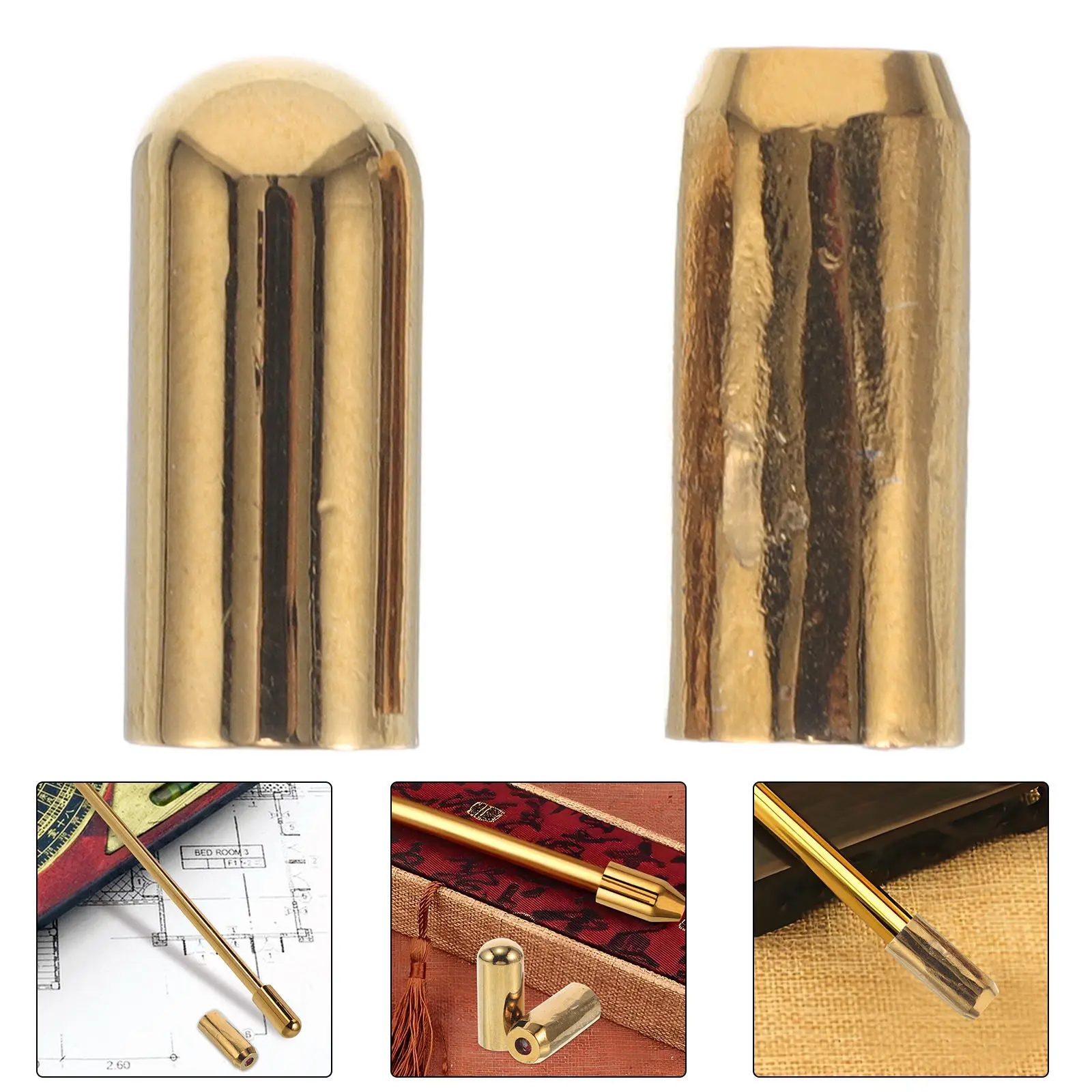 

2Pcs Feng Shui Dowsing Rod Accessories Metal Front End Caps Precision Covers for Water Divining Treasure Hunting Rod Parts