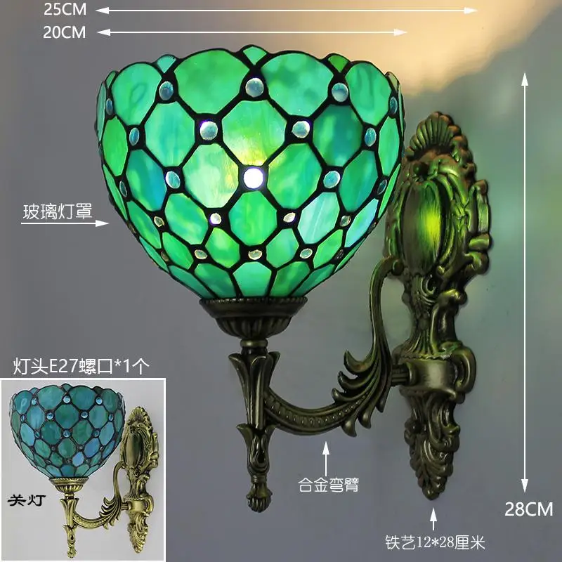 American bedside bedroom Nordic retro Tiffany stained glass wall lamp bathroom computer room staircase aisle lamp