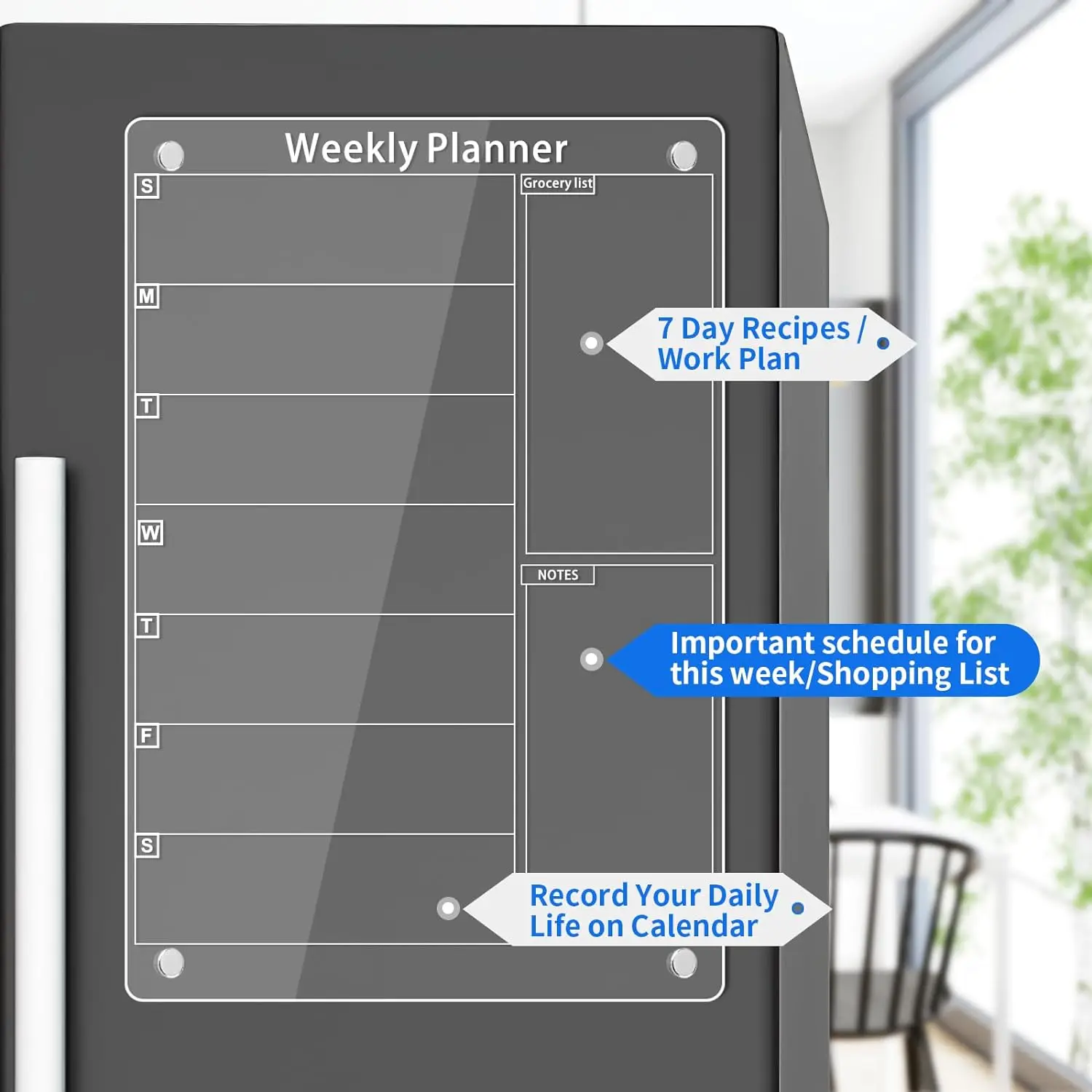 Magnetic Transparent Acrylic Week Plan Message Board Scratchable Magnetic Refrigerator Sticker