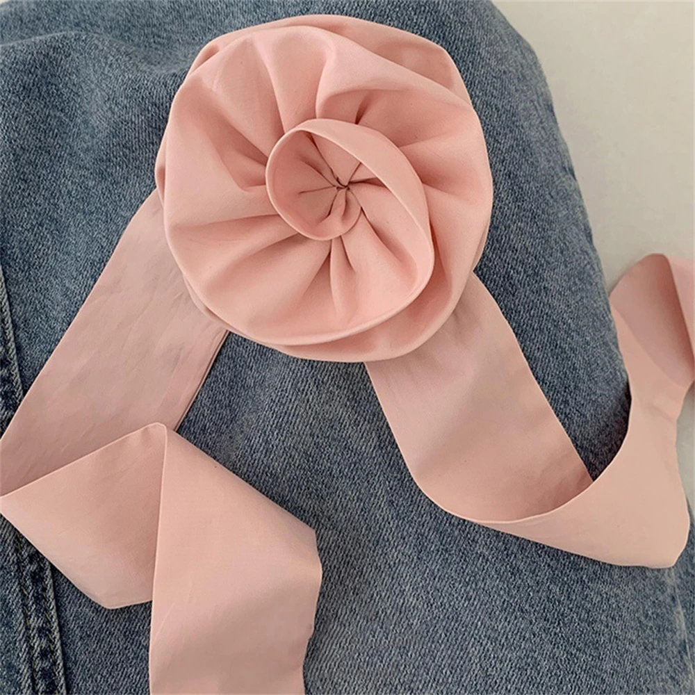 

1pc Hair Accessories Flower Hair Tie Decorative Hair Accessories Ribbon Hair Hoop Pink Headwear Tie For Back Of Head Parties