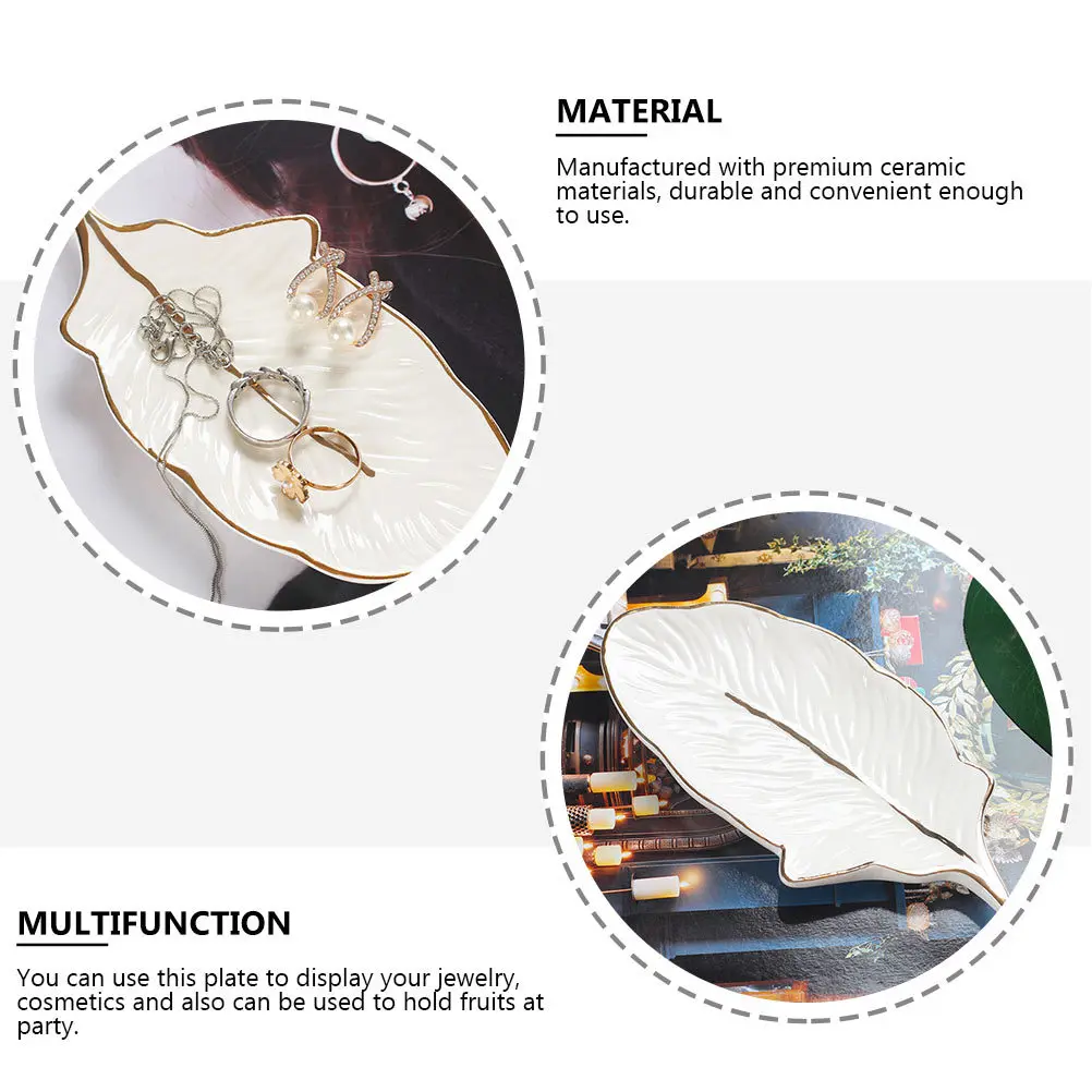 1Pcs Storage Tray Durable Ceramic Multipurpose Jewelry Cosmetics Organizer Desktop Display Decorative Plate