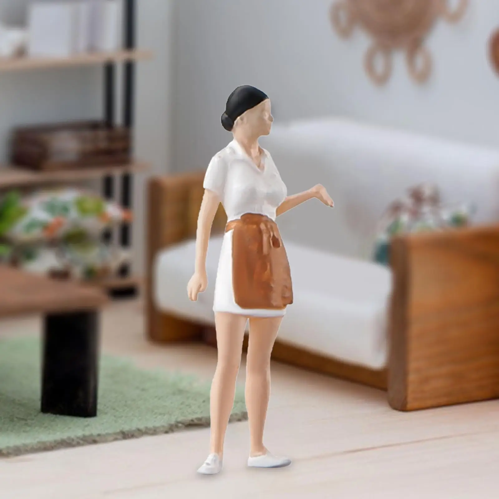 

1:64 Woman Hostess Figure Character Cooking Scene Resin Mini Figurine Doll for