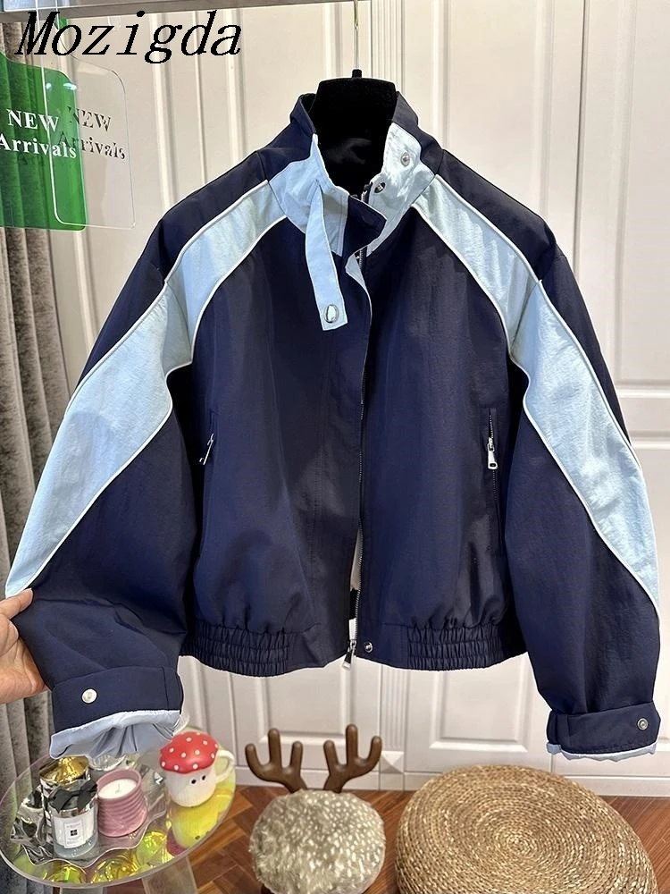 

Spring Autumn Short Sense Of Design Jacket Women New Fashion Loose Casual Coat Stand-Up Collar Zipper Outerwear Female