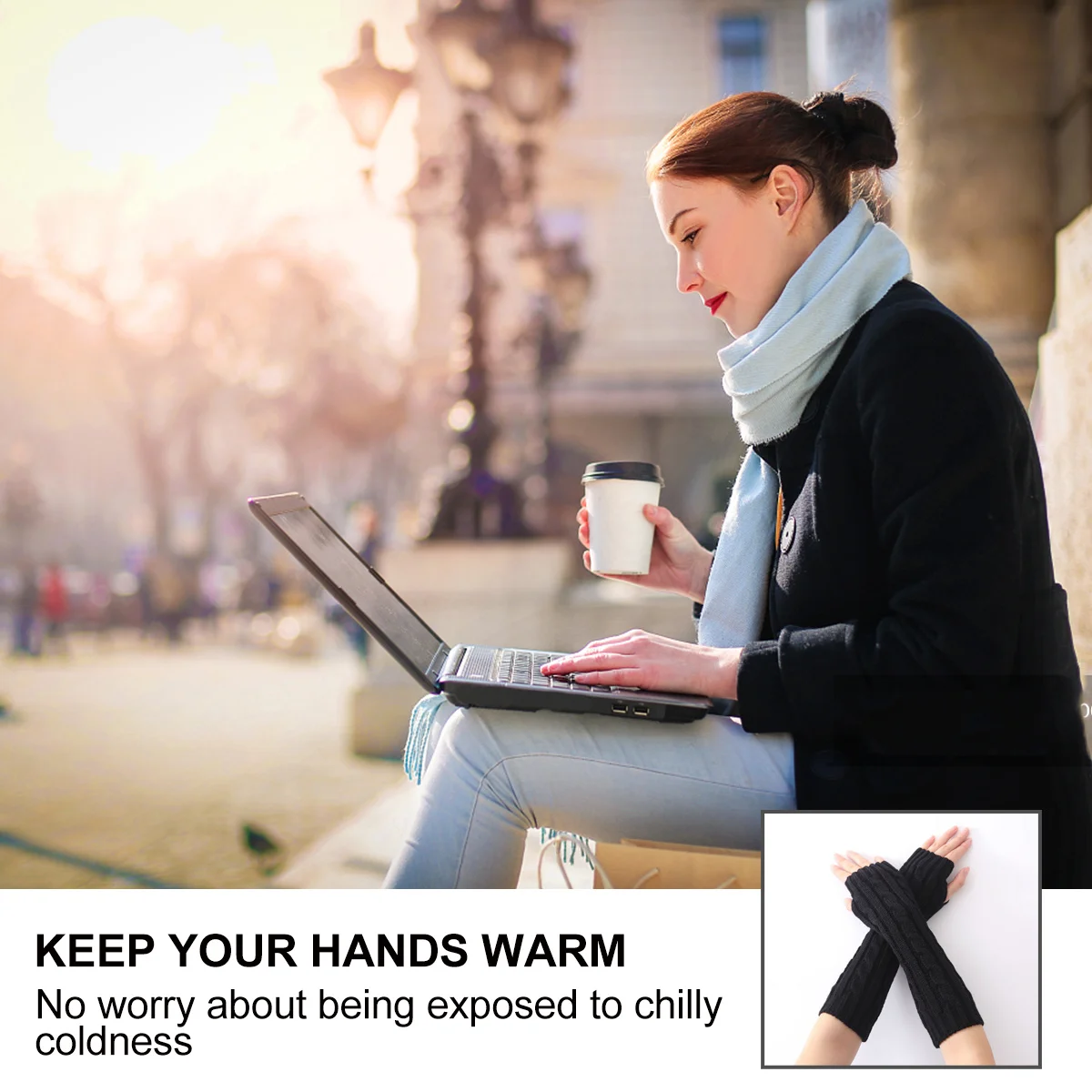 

1 Pair Knitted Forearm Sleeves Warm Winter Gloves For Cycling Running Driving Golfing Fishing Boating Gardening Basketball