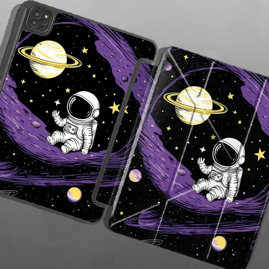 Cartoon Astronaut Holder Cover Tablet Case For iPad Mini 6 7 Pro 2025 Pro 11th 10th 9th 8th 7th 12.9inch Air 4 5 M3 M2 M4 11inch