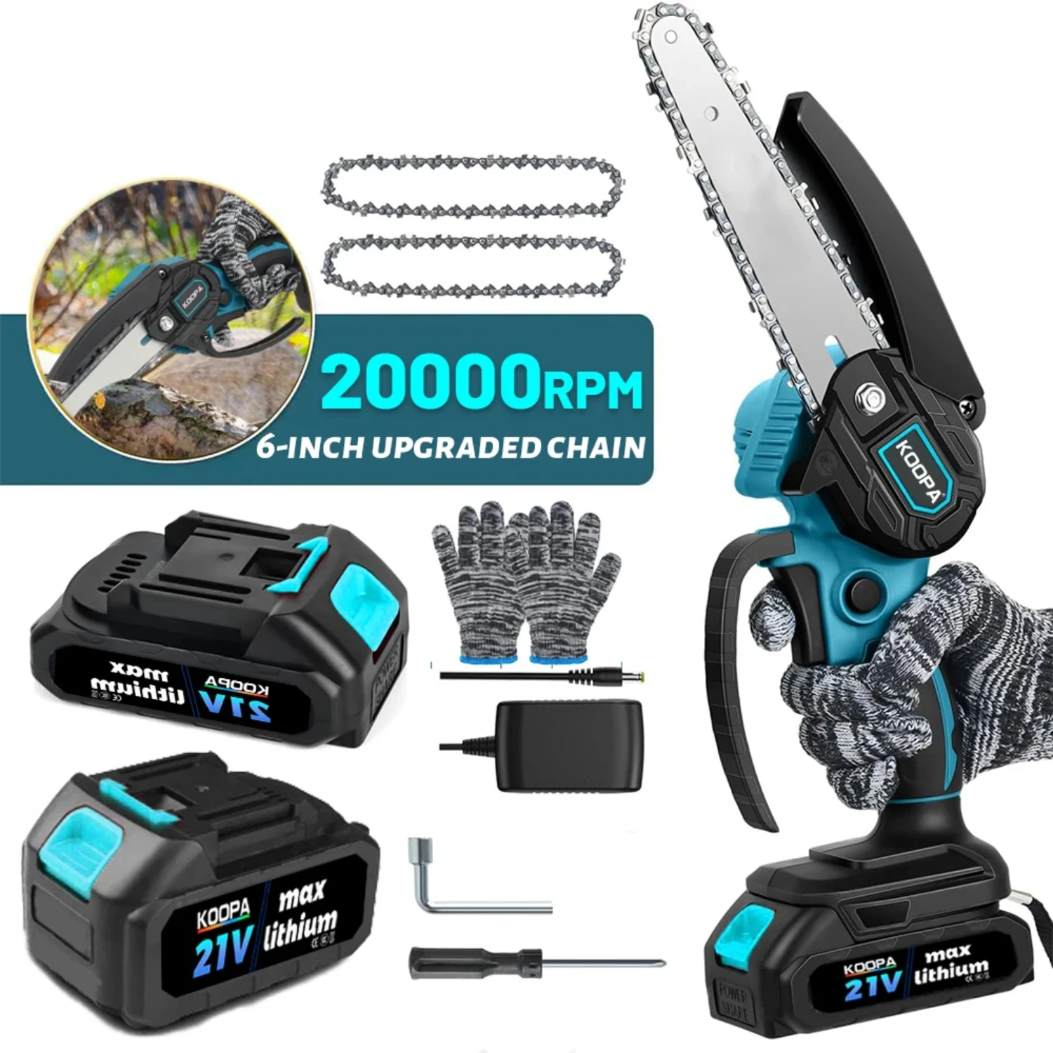 Mini Chainsaw 6-Inch Powerful Cordless Rechargeable Handheld Small  Saw Powered by 21V 2000/3000mAh Batteries Saw Mini saw Ryobi