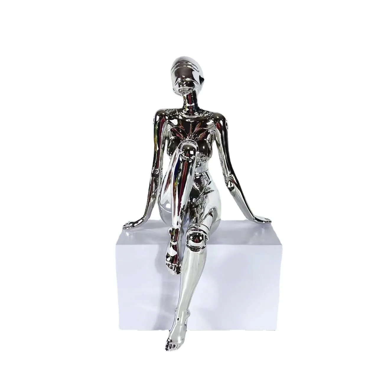 Electroplating machinery goddess sitting posture decoration simple modern abstract figure sculpture living room soft decoration