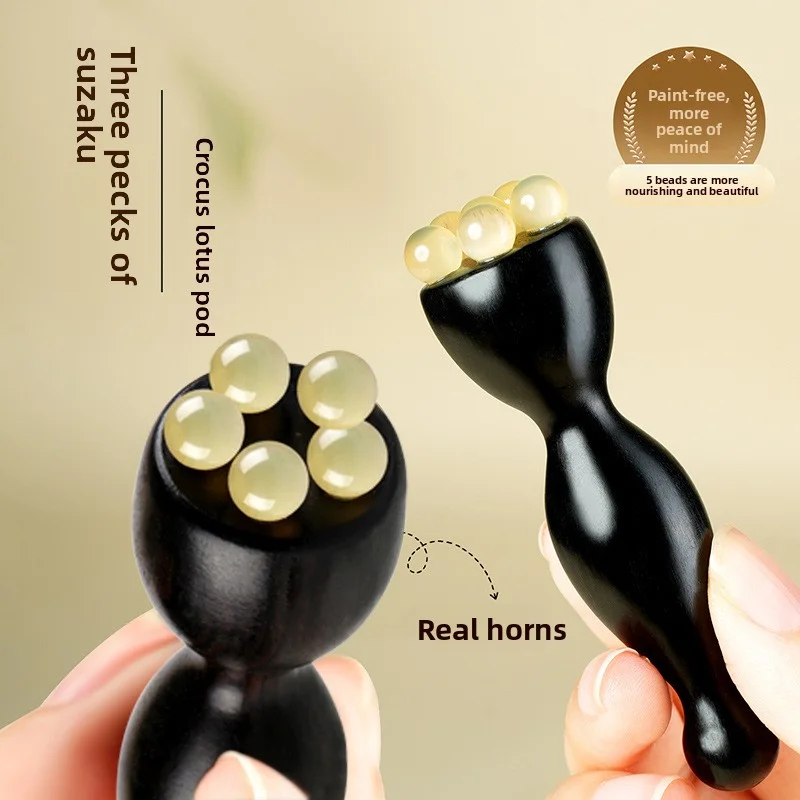 Yangjiao Purple Sandalwood Small Lotus Pong Eye Massage Comb Meridian Comb Facial Acupoint Facial Stretching Rod Massage Roller