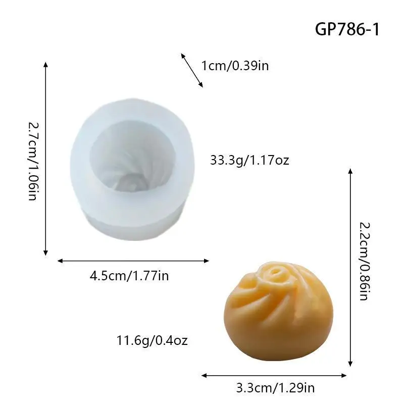 3D Steamed Bun Dumpling Silicone Mold Reusable Flexible for DIY Epoxy Resin Soap Plaster Candle Art Craft Projects