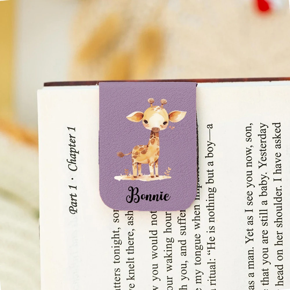1PC Cool Giraffe Customized Text Print Aqua Blue Magnetic Book Clip For Kids Gifts