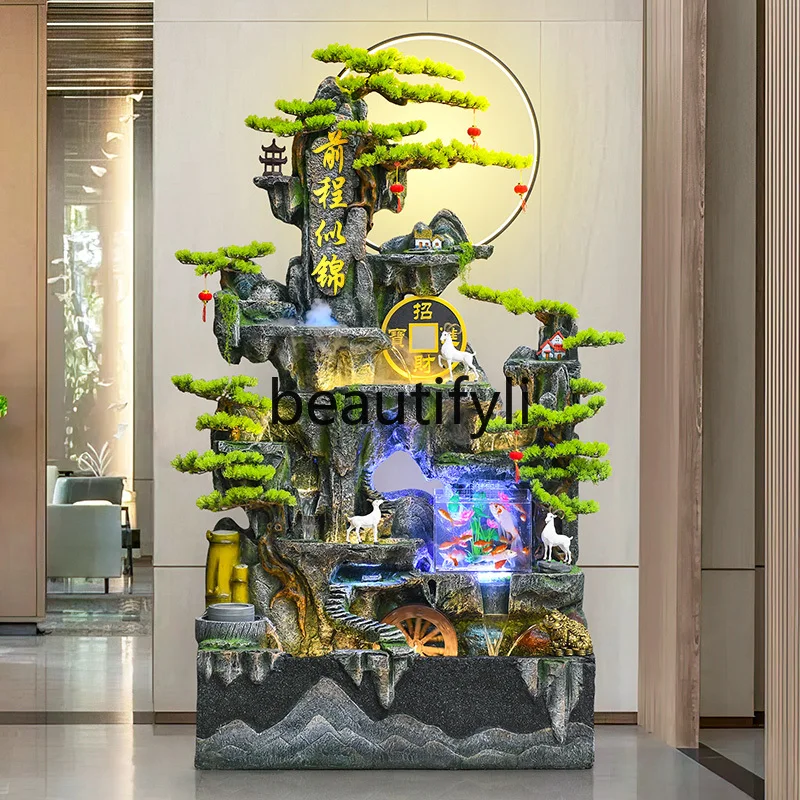 

Rockery flowing water ornament floor-to-ceiling fish tank fountain landscaping villa lucky feng shui wheel circulating water