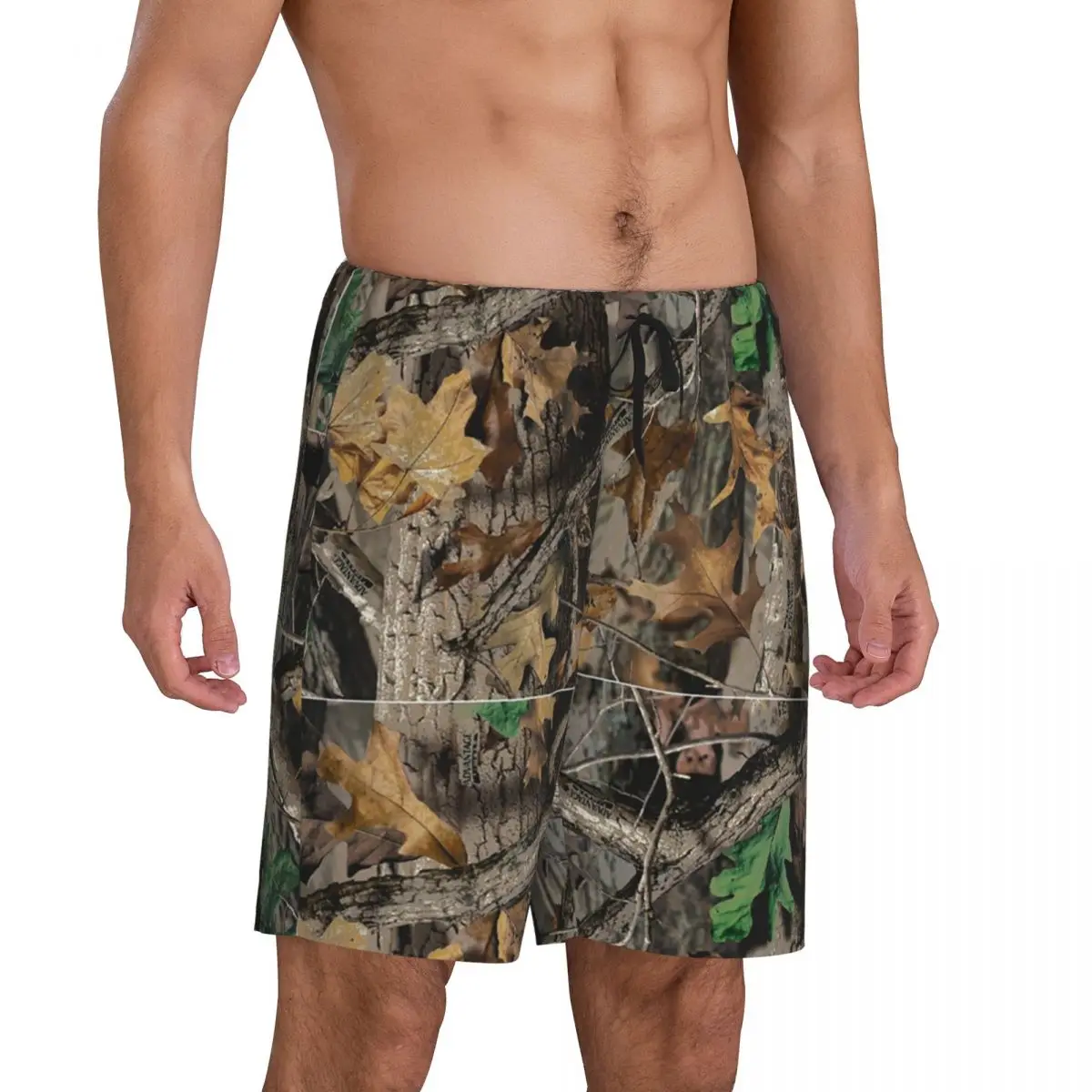 Custom Real Tree Hunting Camo Camouflage Military Pajama Shorts Sleepwear Men Elastic Waistband Sleep Short Pjs with Pockets