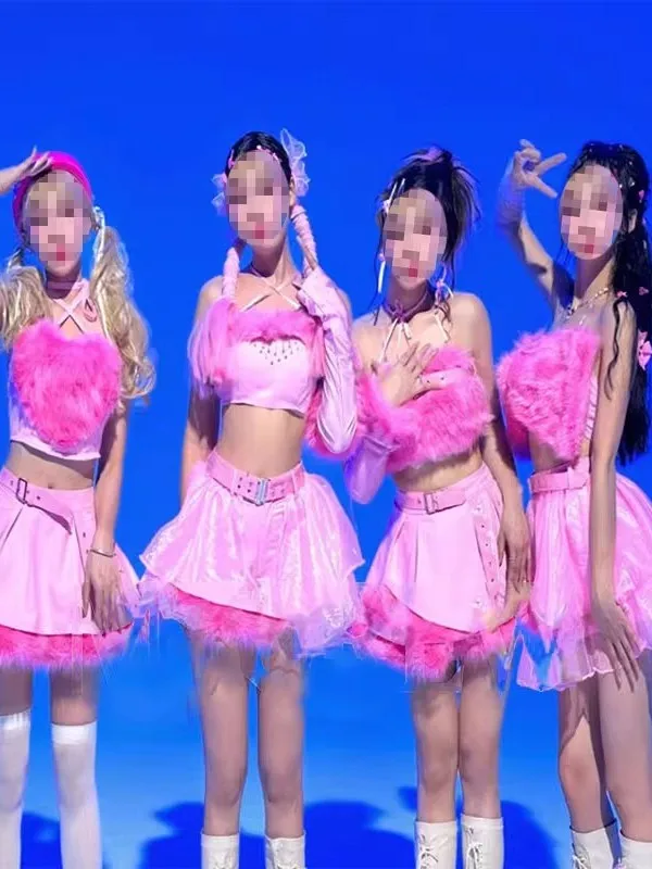 Pink Series Stage Performance Outfit for Women's Dance Team New Dance Bar Sexy DJ Lead Performance Costume Festival Style