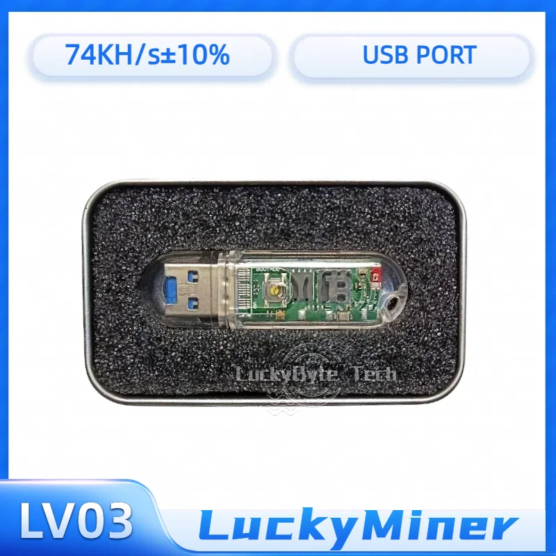 Lucky Miner V3 Lottery Miner USB Mini 74KH/S Domowa cicha maszyna Nerdminer z mini wyświetlaczem Crypto Asic LV03 Solo Mining Machine