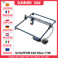 SCULPFUN S30 Ultra 11W Laser Cutter With Air Pump 32-bit Air-assisted Motherboard Engraving Machine 600x600mm Engraving Area