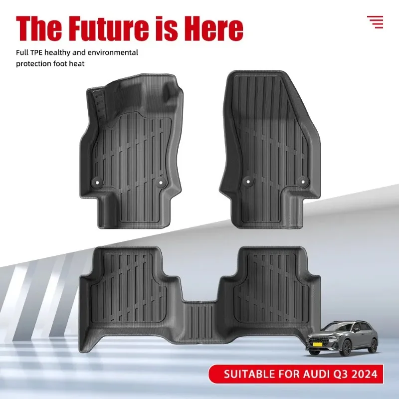 Car Floor Mat for Audi Q3 2024 TPE 3D Floor Mats All-Weather Car Mats Easy Clean Interior Accessory