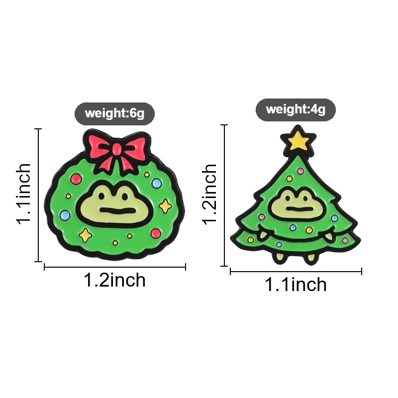 Christmas Frogs Badge Cute Xmas Tree Wreath Froggy Enamel Pins Funny Holiday Cartoon Animal Brooch Gift Decor Accessories