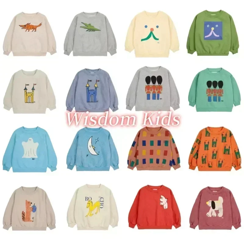 

In Stock！Kids Sweatshirts 2024 Autumn/Winter New BC Long Sleeve T-shirt Boys and Girls Cartoon Printed Top Hoodie