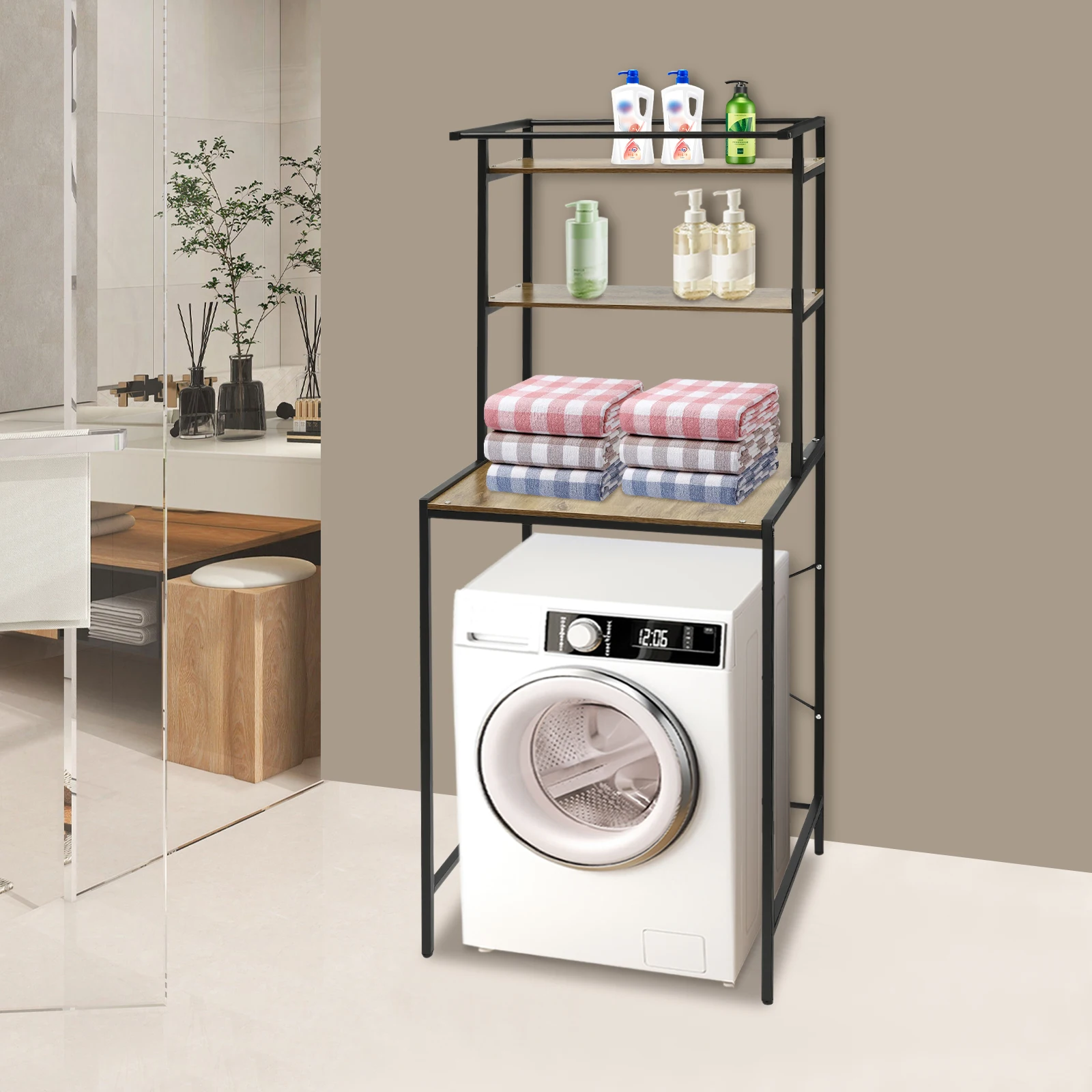3 Tier Washer and Dryer Storage Shelf Washing Machine Shelf Toilet Shelf Over Washing Machine Toilet Washing Machine Cabinet