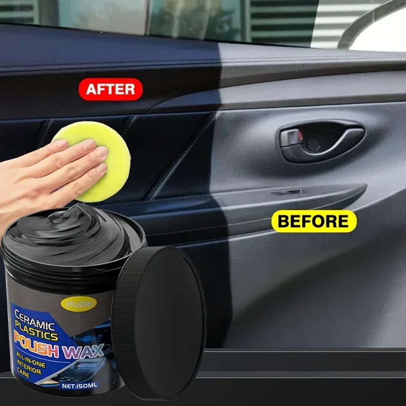 Plastic & Rubber Repair Wax - Nano-Enhanced Black Restoration Paste for Car Tires, Interior Polishing & Long-Lasting Shine,