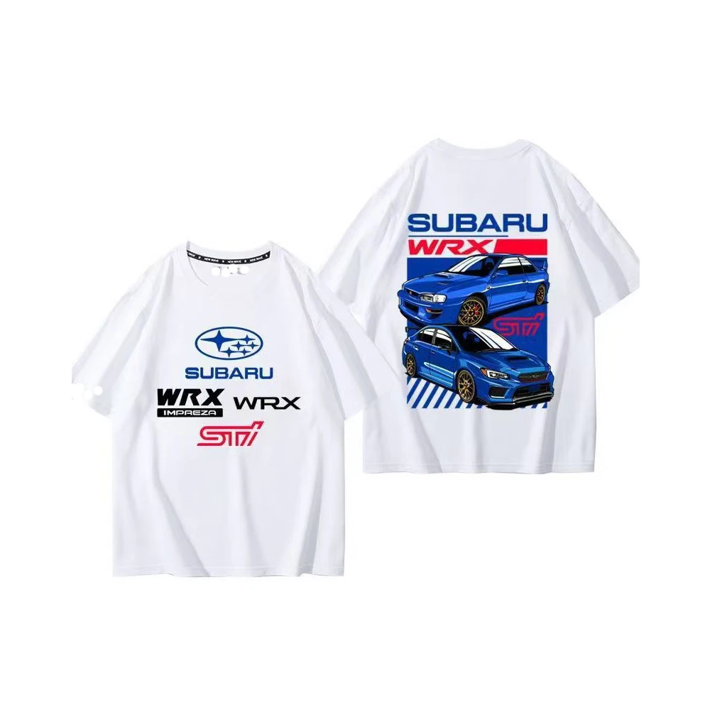 

SUBARU Printed STI Racing Car Printing Collar Short Sleeve Top Men's T-shirt Street Wear Subaru Cotton Loose Top