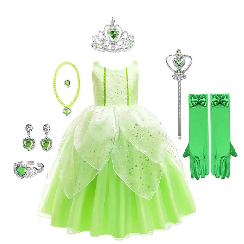 

dd12Shiny Toddler Little Girls Movie Princess and the Frog Tiana Birthday Party Cosplay Halloween Fancy Easter Dress