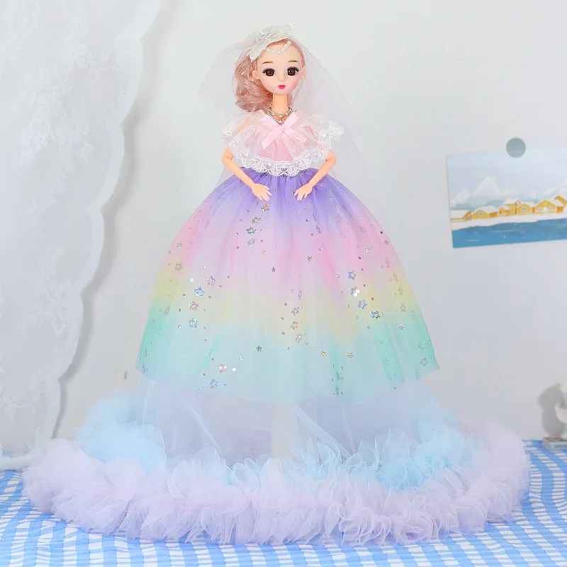 

50cm High Quality Sweet Mesh Skirt Vinyl Girls Princess Doll Joint Action Figures Children's Pretend Toys Wedding Party Gifts