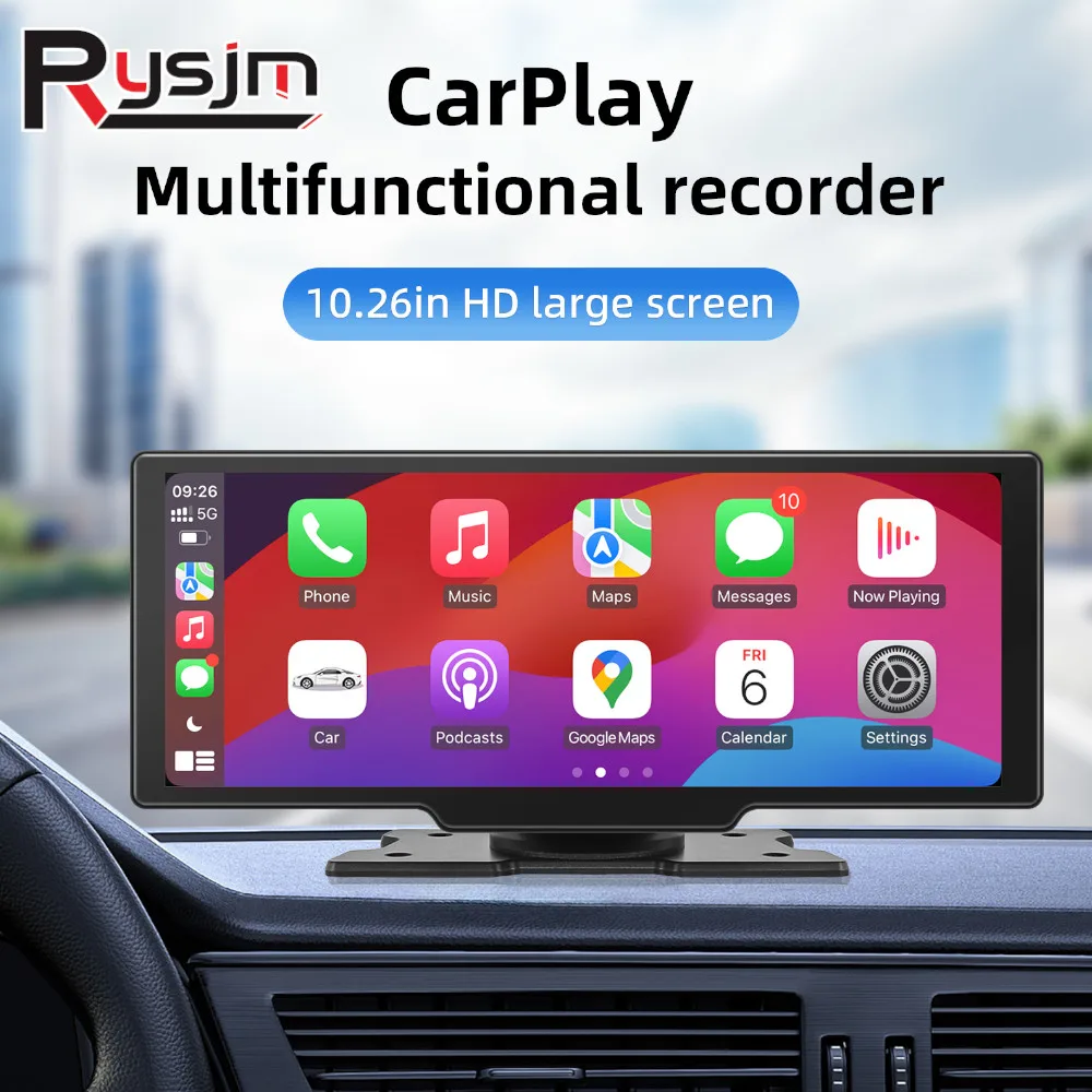 

10.26'' Carplay Wireless Carplay Android Auto Dashboard Car DVR WiFi GPS Navigation Rearview Camera Dashboard Video Recorder