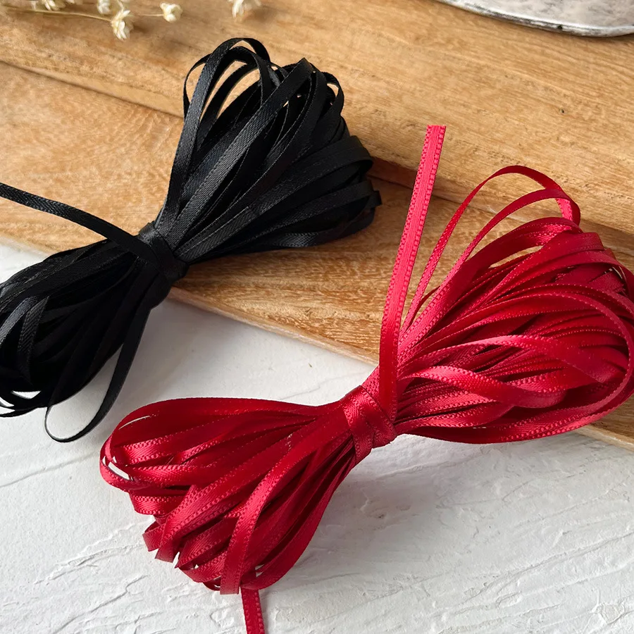 Ruban de soie coloré 3mm X10m, corde tressée, ruban décoratif, accessoires de vêtements de poupée faits à la main