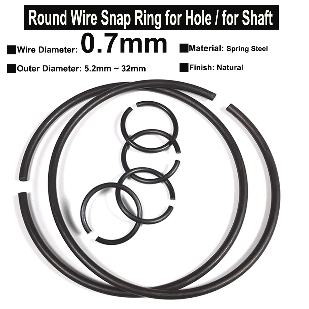 

10Pcs YiqianyuanWire Diameter 0.7mm Spring Steel Round Wire Snap Rings for Hole Retainer Circlips for Shaft