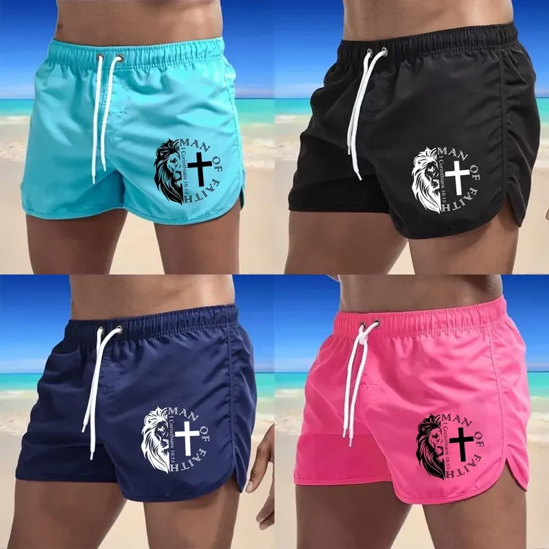 

2026 Men's Beach Shorts Casual Printed Quick-Dry Swimwear for Surfing Swimming Jogging Outdoor Activities Summer Lightweight