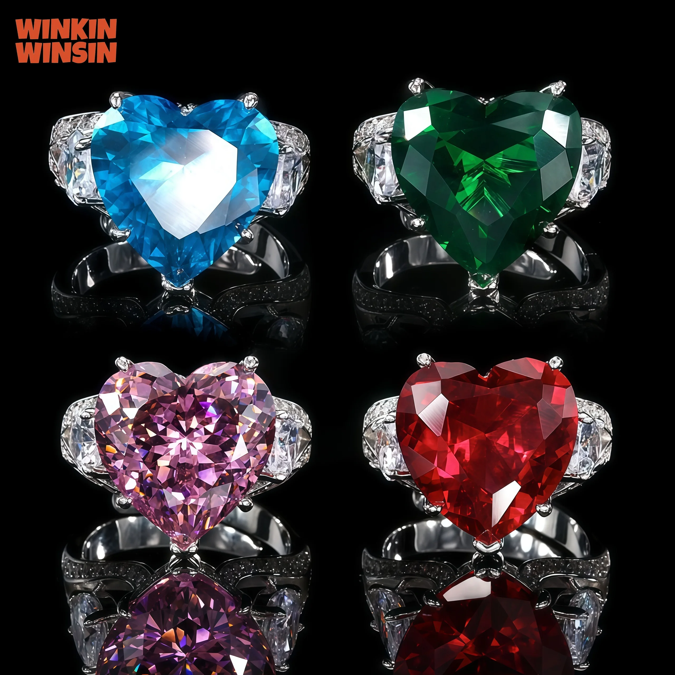 

WINKIN WINSIN Brand MCT Healthy Copper Jewelry Simulated Red Corundum Heart Shaped Temperament Light Luxury Ring For Women