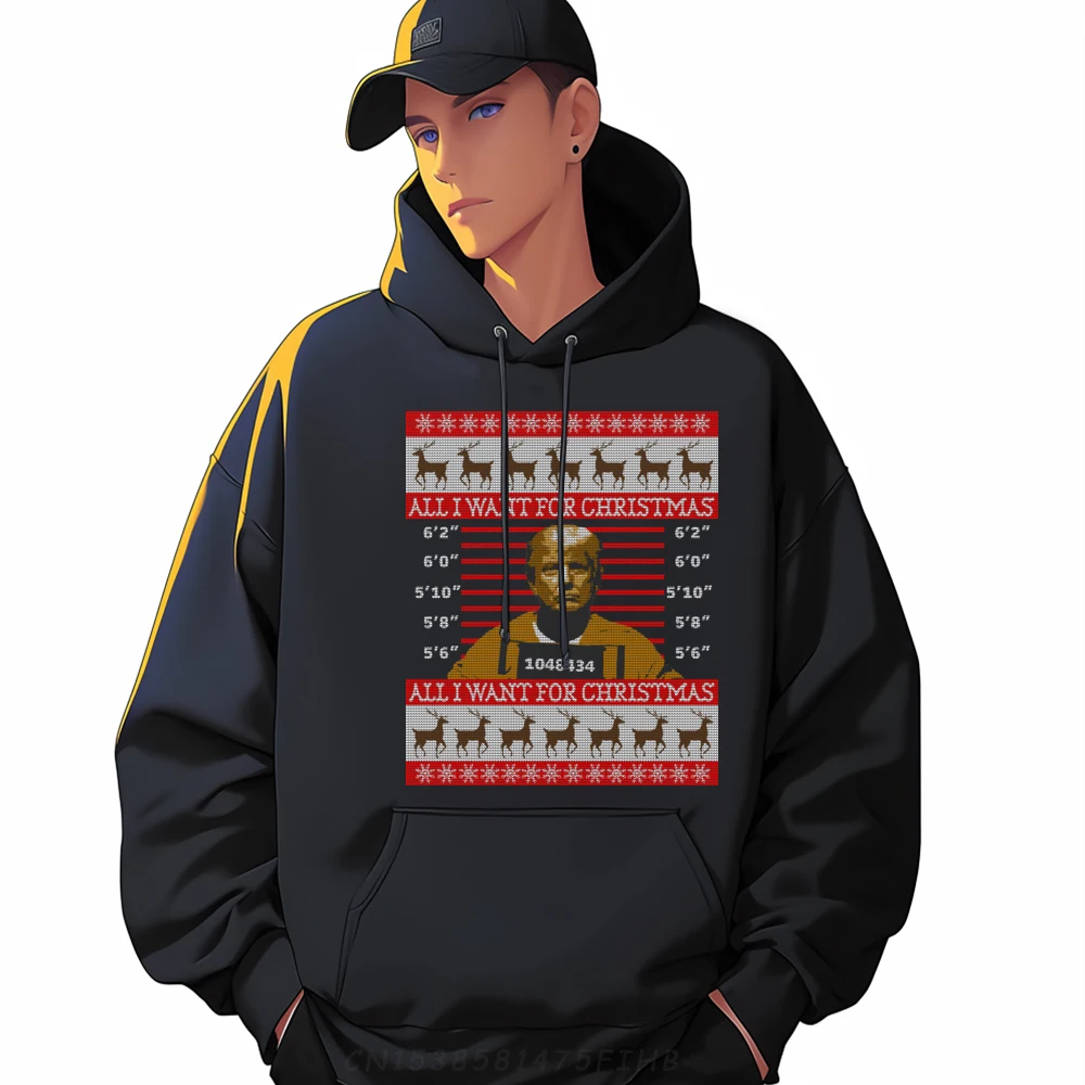 

Trump In Prison Ugly Christmas Sweater Mens Korean Fashion Hoodie Harajuku Christmas Sweater