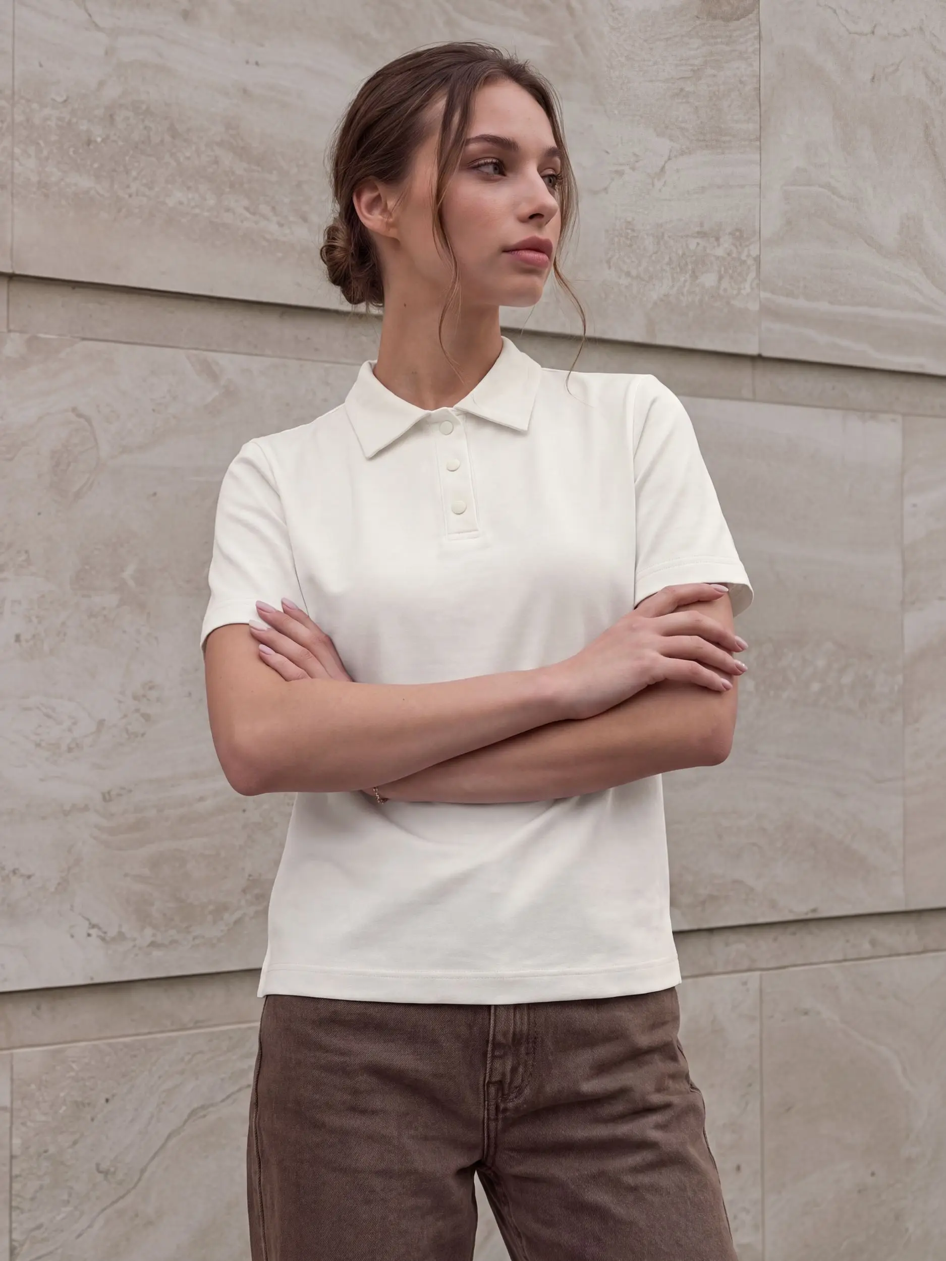 Women's Solid Color Polo Shirt for Summer Casual Stylish and Versatile Street Style Suitable for Any Occasion.