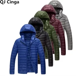 Chaqueta de invierno con capucha para hombre, parka ligera con Control de cremallera, de talla grande, S-5XL, gran oferta