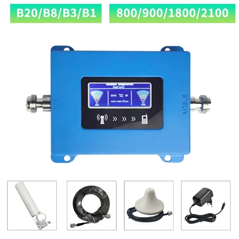 800 900 1800 2100 2600 mhz Signal Booster 2G 3G 4G Signal Booster LTE GSM Band 1 3 5 7 8 20