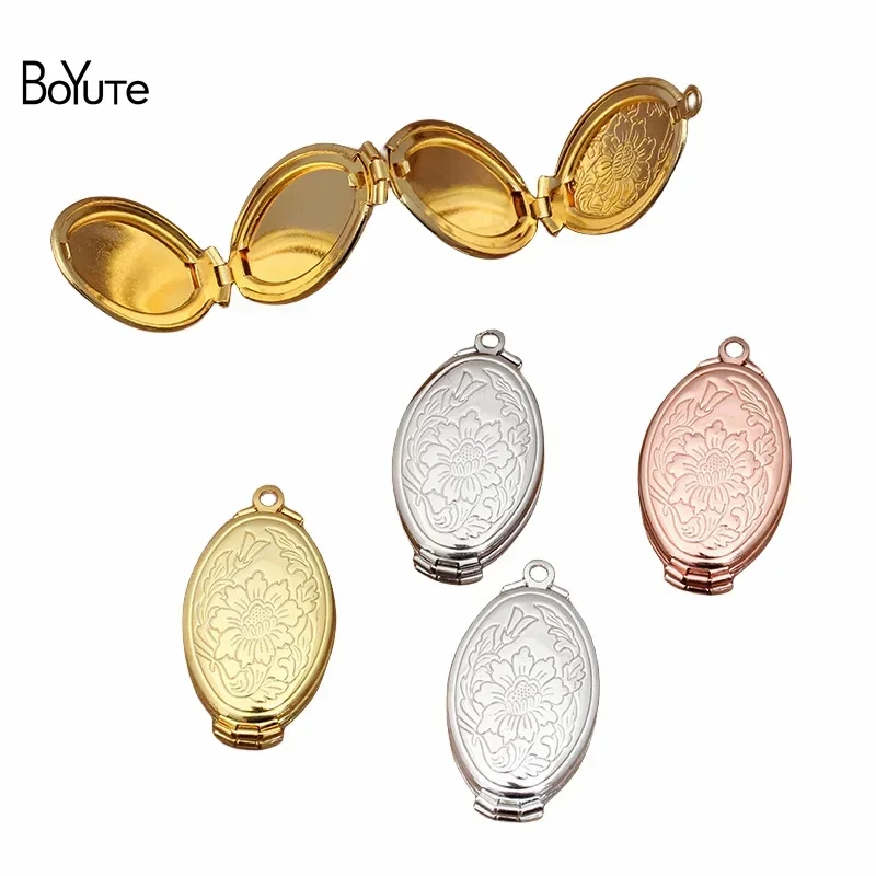 

BoYuTe (10 Pieces/Lot) 20*33MM Metal Brass Oval Floating Locket Pendant Photo Memory Locket