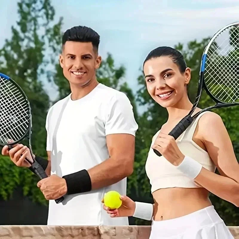1/2/5pairs Set Breathable Cotton Wrist Sweatbands Sweat Absorbent Wristbands For Tennis Football Basketball Running Gym