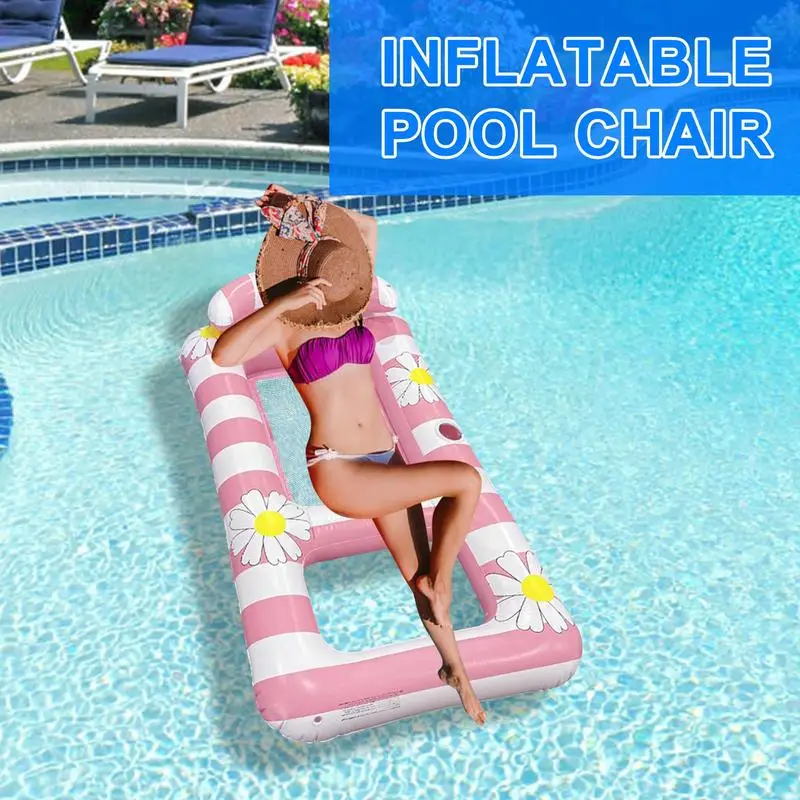 Pool Floats Inflatable Pool Float Chair Pillow Support Portable Bed For Outdoor Swimming Poolside Backyard River Boat Beach